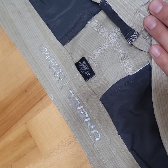 O'Neill Tan Striped Moisture Wicking Shorts W 5 Pockets Cross + Over - Picture 2 of 10